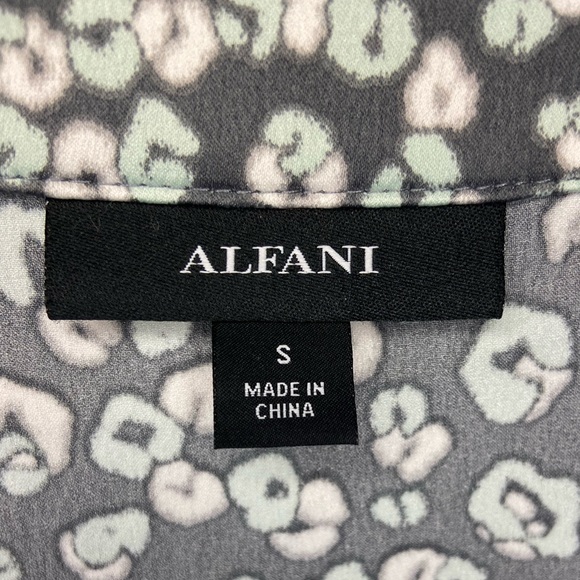 Alfani Printed Blouson-Sleeve Blouse Grey Mini Cheetah S New With Tags - Picture 3 of 6